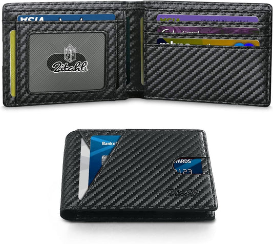 Men's slim leather bifold wallet with RFID blocking